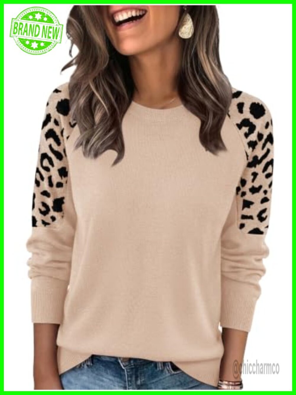 Womens Fall Sweater Contrast Raglan Sleeve Pullover Knit Top